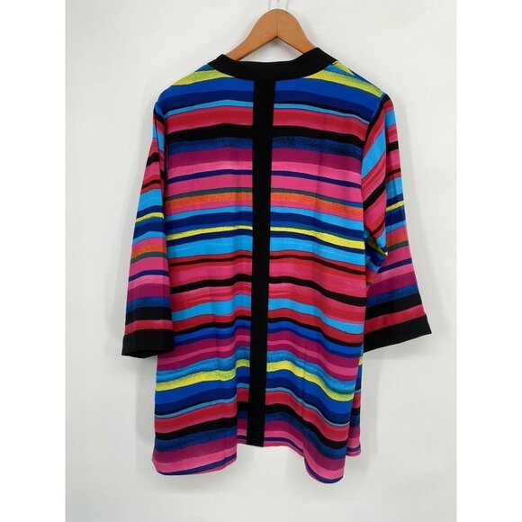CARDIGAN MULTICOLOR  COLOR KIMONO-STYLE W/ POCKETS-LINEA By LOUIS DELL OLIO M - Picture 5 of 5